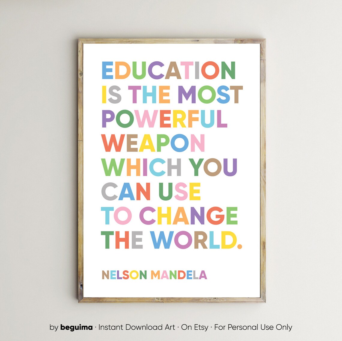 Education Quotes Inspirational Nelson Mandela Art Print