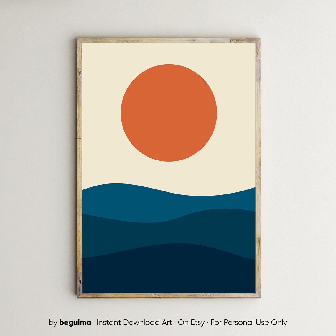 Sunset Sea Geometric Landscape Art Print