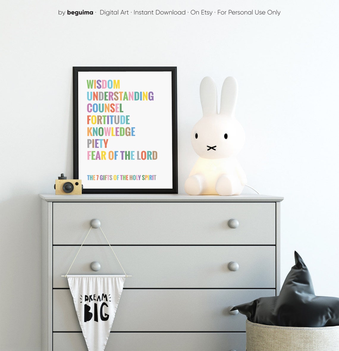 The 7 Gifts of the Holy Spirit Colorful Scripture List Poster - Image 2