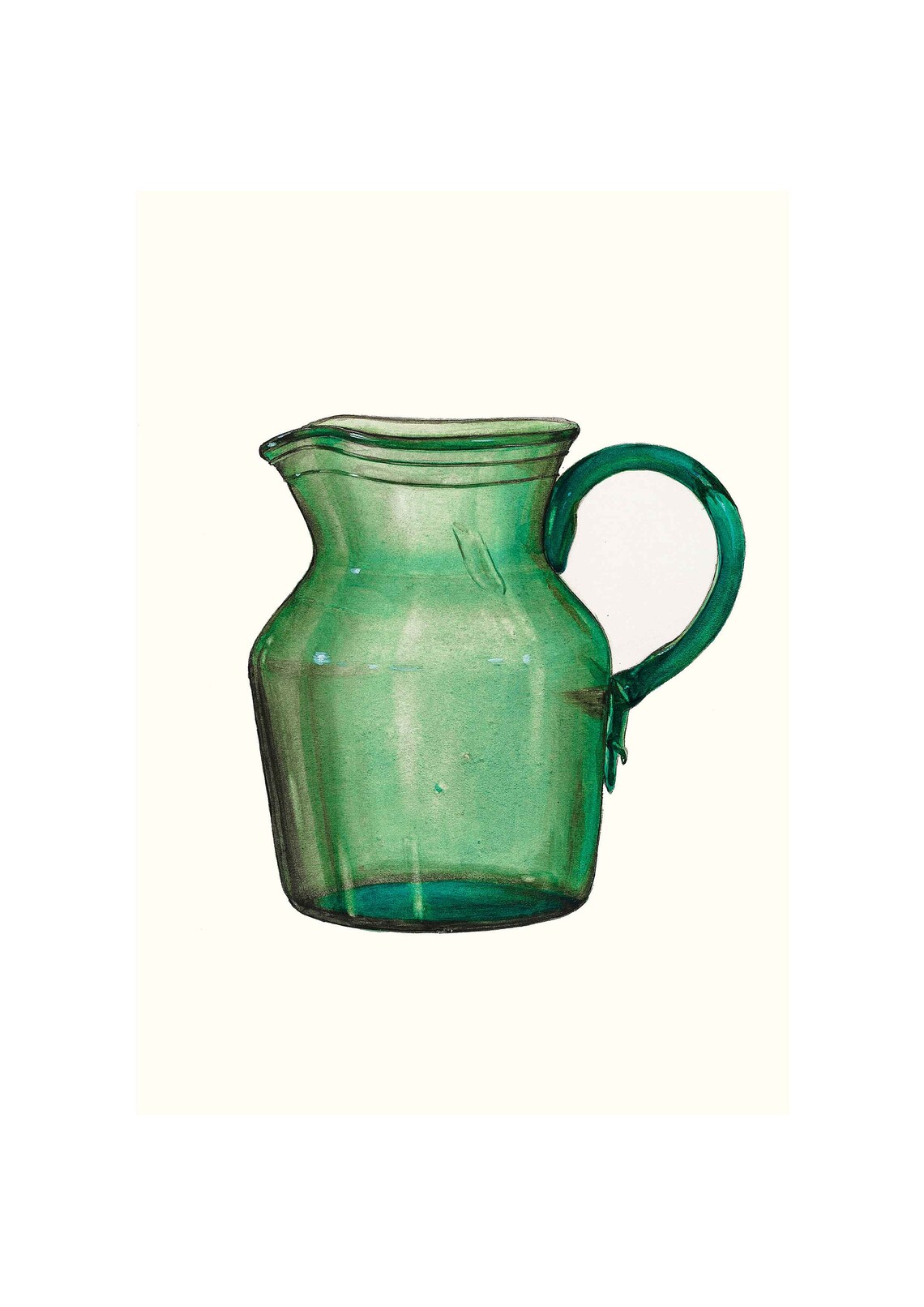 Vintage Retro Pitcher Glass Vase Bottle Art Print