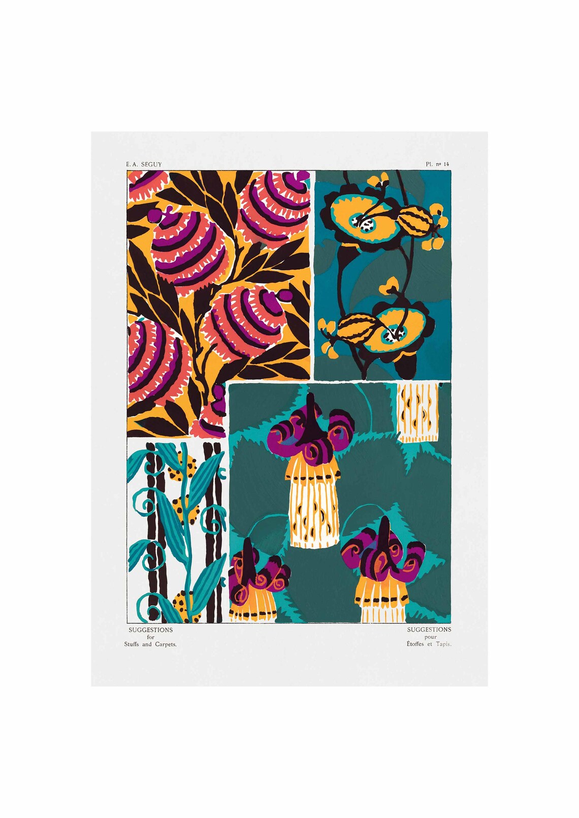 E A Seguy Suggestions Plate 14 Blossom Tassel Flower Pattern Poster