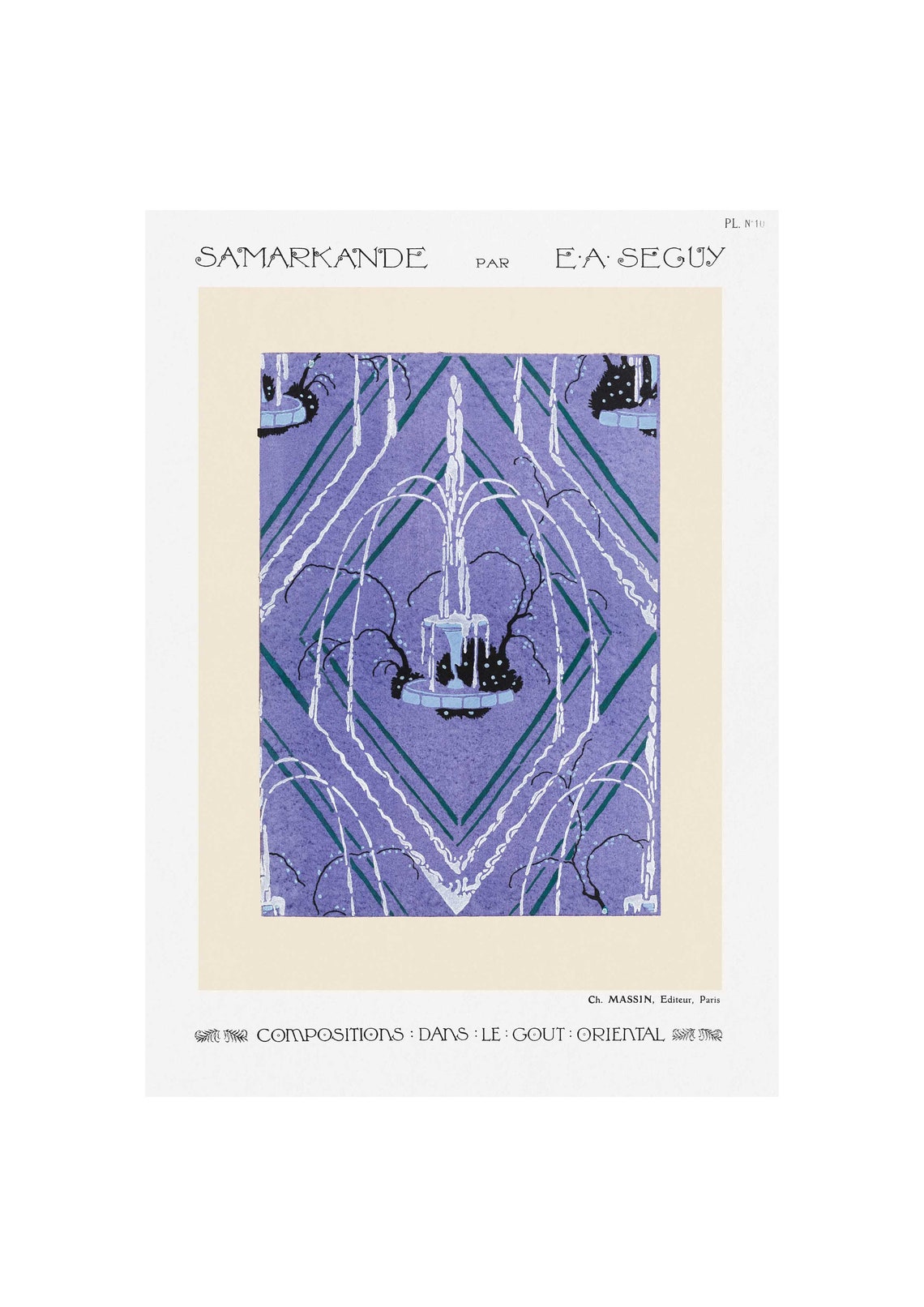 E.A. Seguy Samarkand Plate 10 Purple Fountain Geometric Poster
