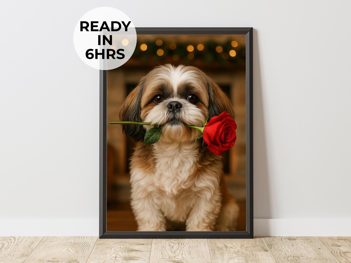 Custom Rose Pet Portrait, Romantic Art Print