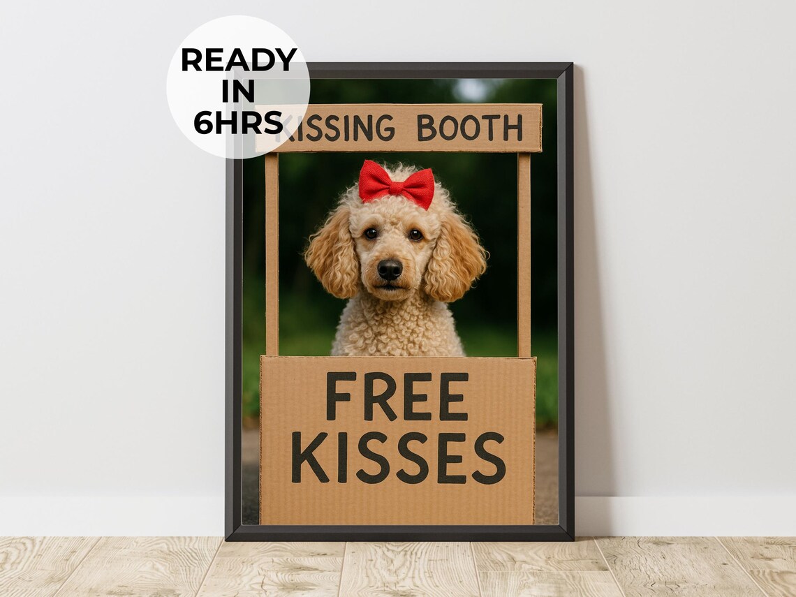 Custom Kissing Booth Pet Portrait, Valentine Art Print