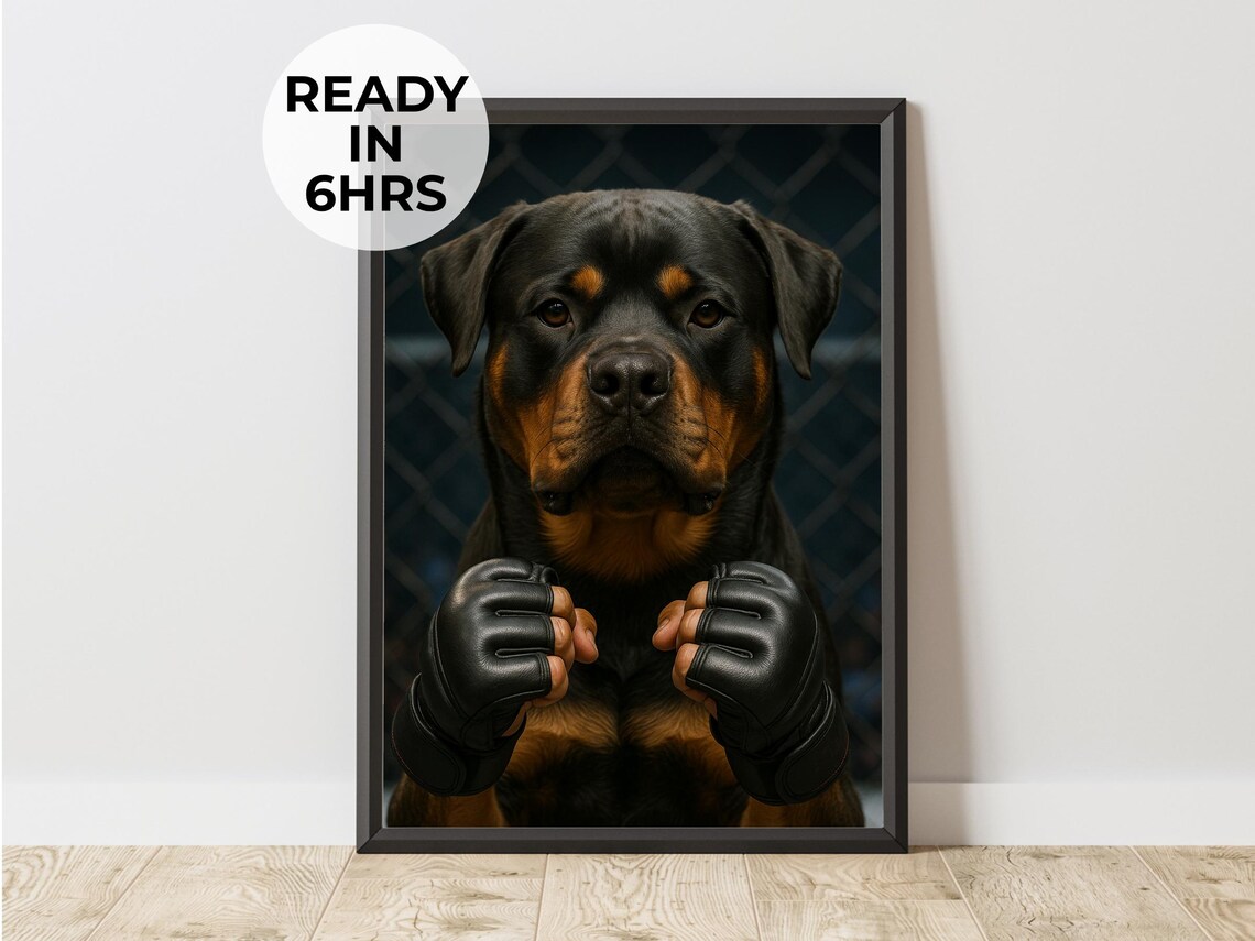 Custom Mma Pet Portrait, Funny Fighter Gift Art