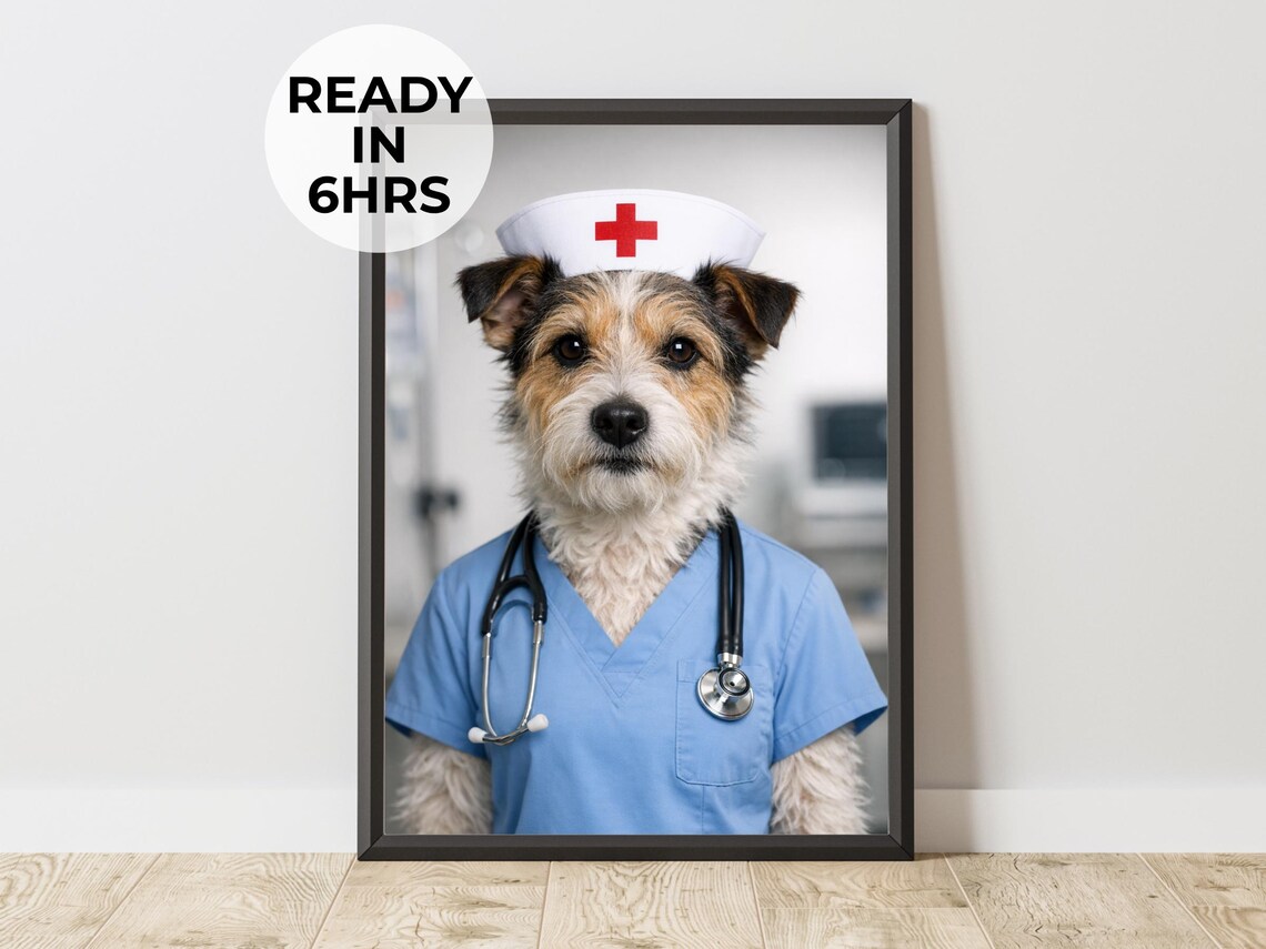 Custom Nurse Pet Portrait, Funny Medical Gift