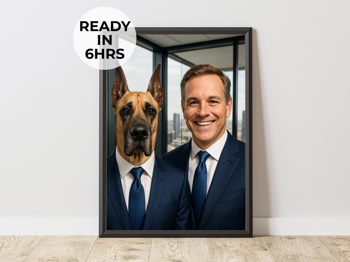 Custom Corporate Pet Owner Portrait Art Print