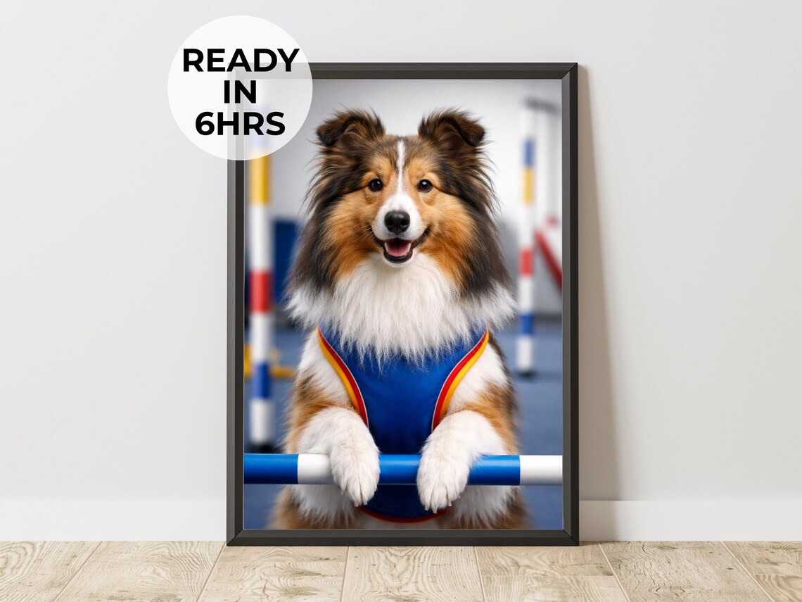 Custom Agility Pet Portrait, Athletic Dog Art Print