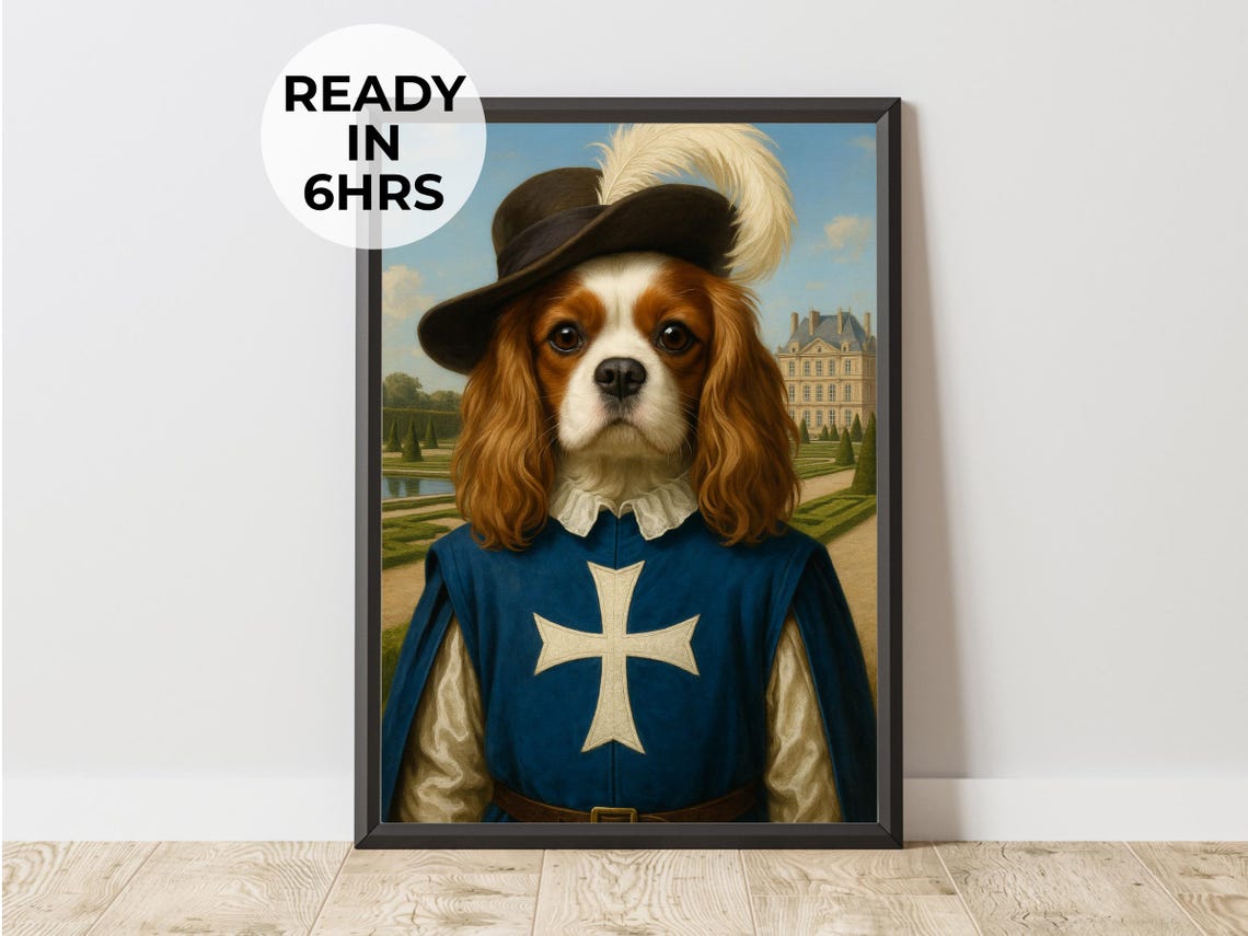 Cavalier Spaniel Musketeer Feather Hat Royal Guard Pet Poster