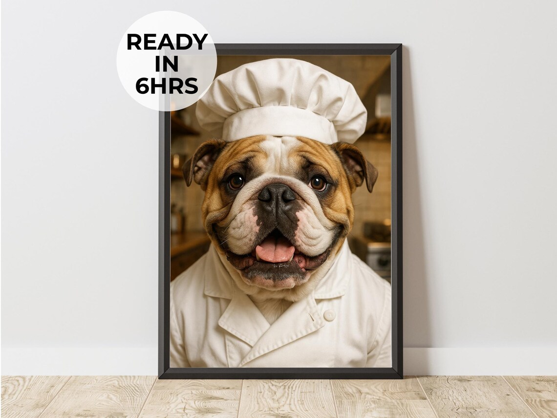 Chef Pet Portrait Funny Kitchen Dog Art Print