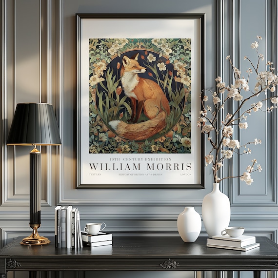 William Morris Print Exhibition Poster, Vintage Art Print