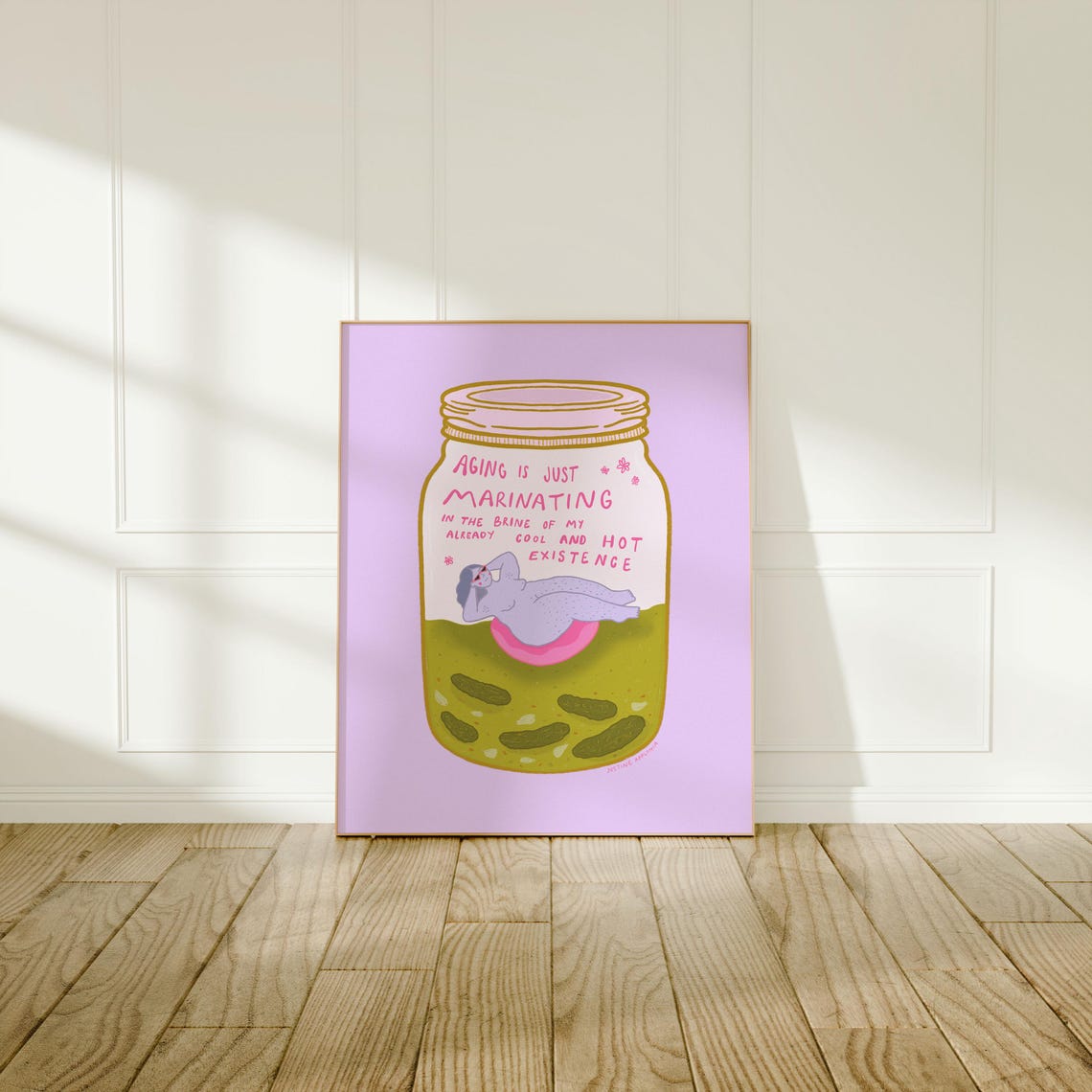 Aging Is Just Purple Pickle Cute Feminine Silly Illustration Art Print - Image 3