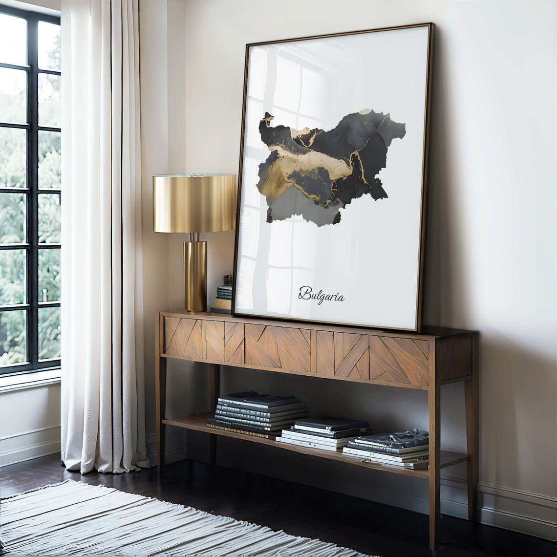 Bulgaria Black and Gold Marble Silhouette Country Map Poster - Image 4