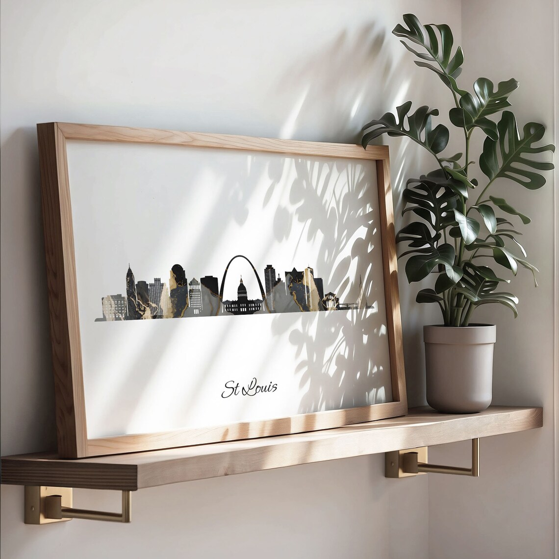 St Louis Skyline Print, Marble Cityscape Poster - Image 3
