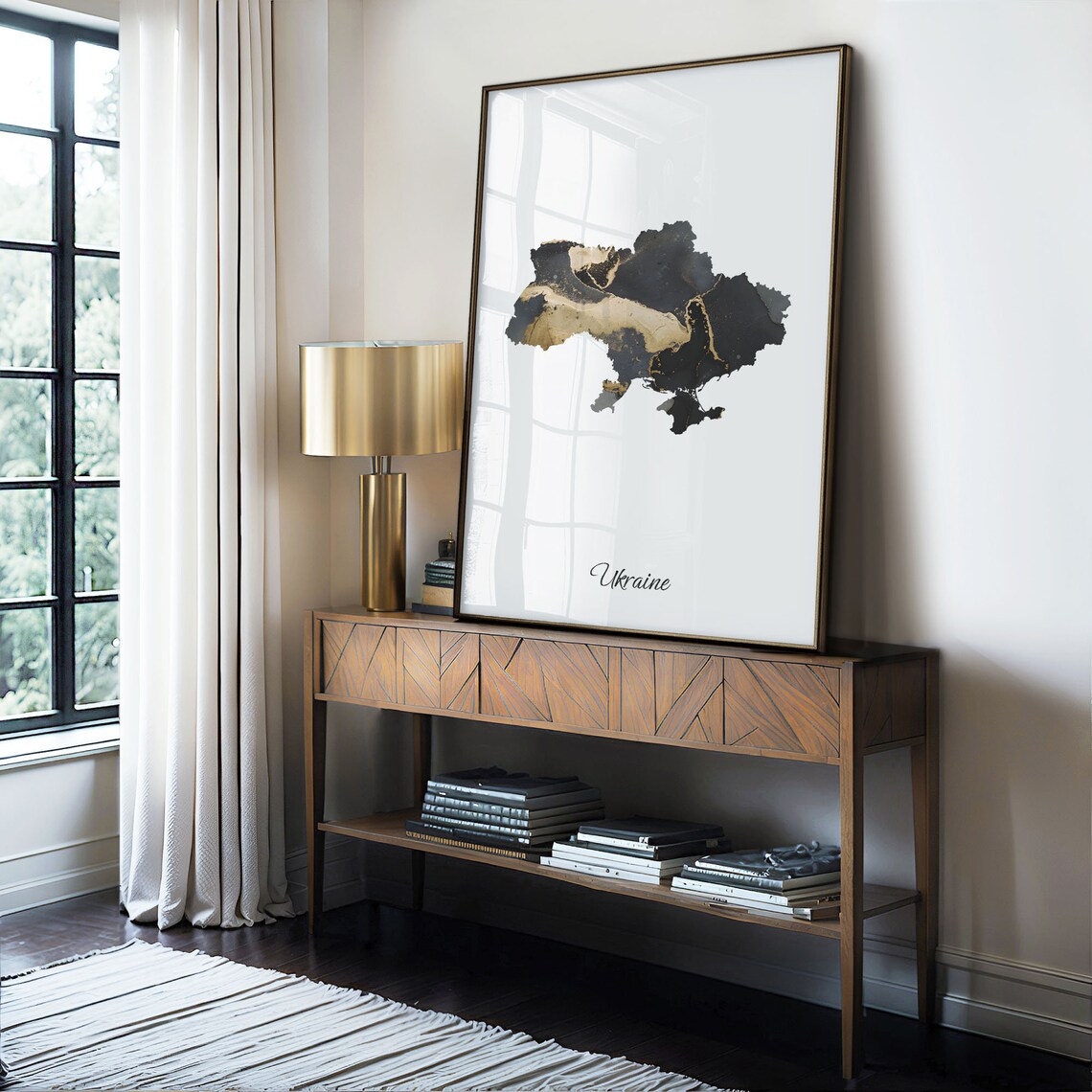 Ukraine Black And Gold Marble Map Minimalist Elegant Art Poster - Image 4