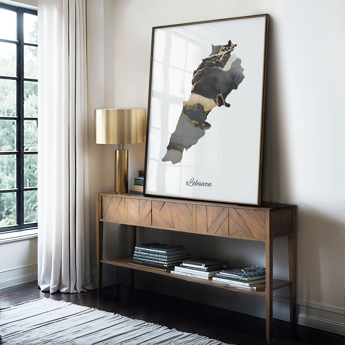 Lebanon Map Art Print, Elegant Black And Gold - Image 4