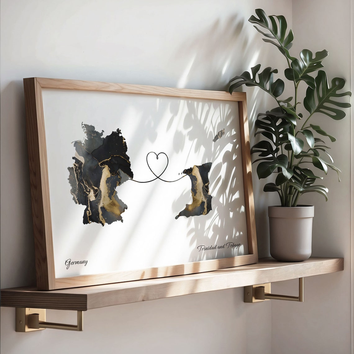Germany to Trinidad and Tobago Marble Heart Map Long Distance Poster - Image 3