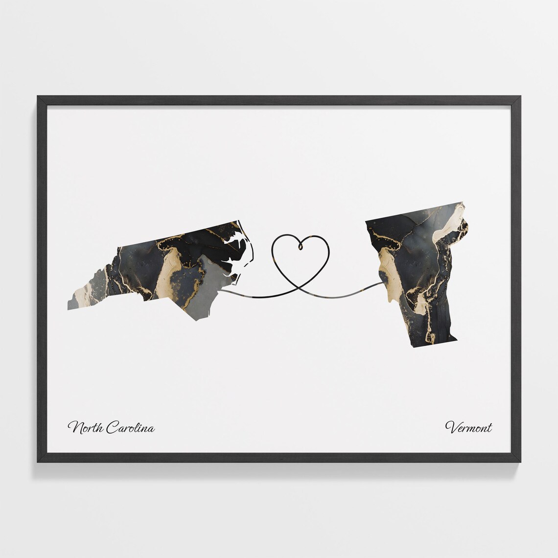 North Carolina To Vermont Travel Map Poster