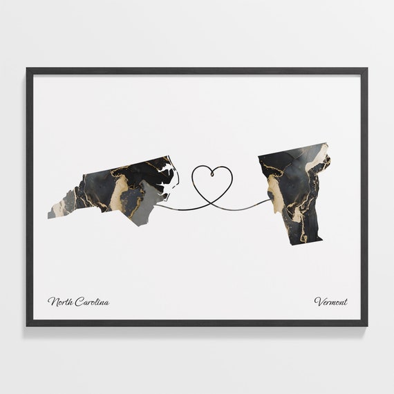 North Carolina To Vermont Travel Map Poster
