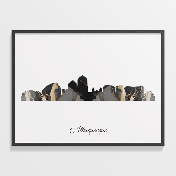 Albuquerque Black Marble Skyline Southwest Poster Modern Cityscape Art
