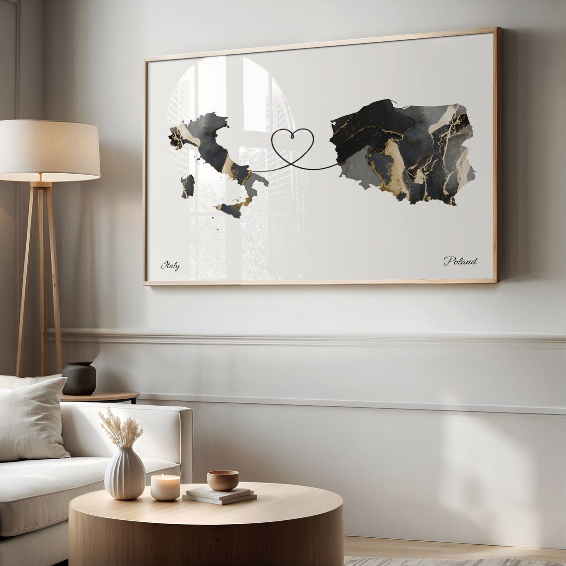 Italy To Poland Map Poster, Travel Art Print - Image 2