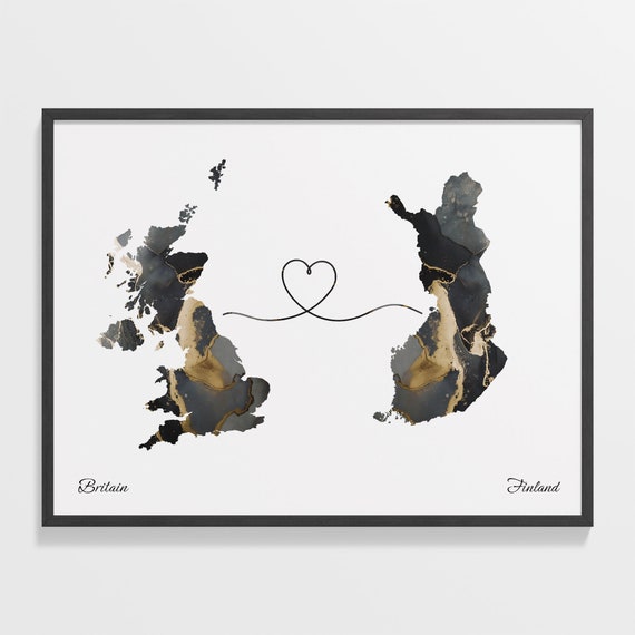 Britain To Finland Map Poster, Continental Travel Art