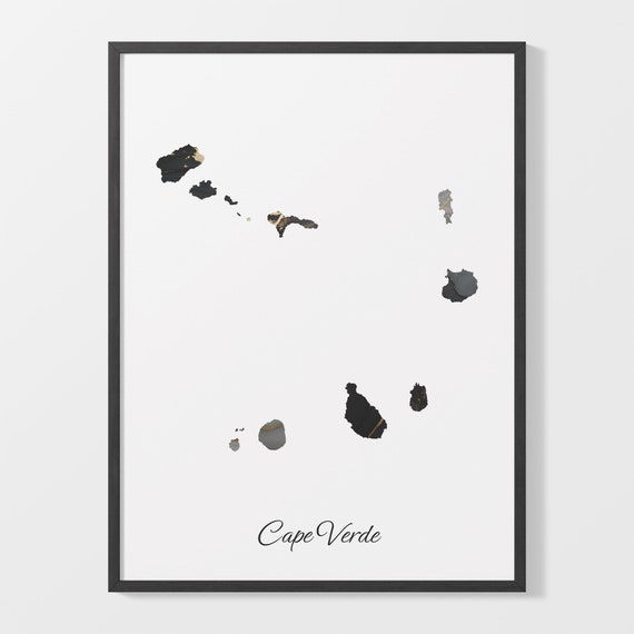 Cape Verde Map Art Print, Elegant Country Map