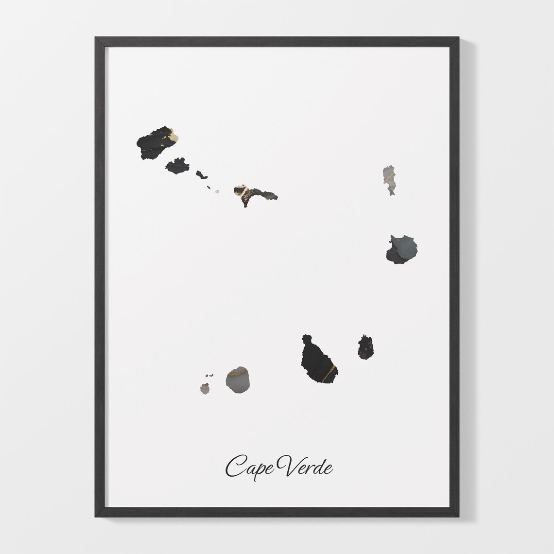 Cape Verde Map Art Print, Elegant Country Map