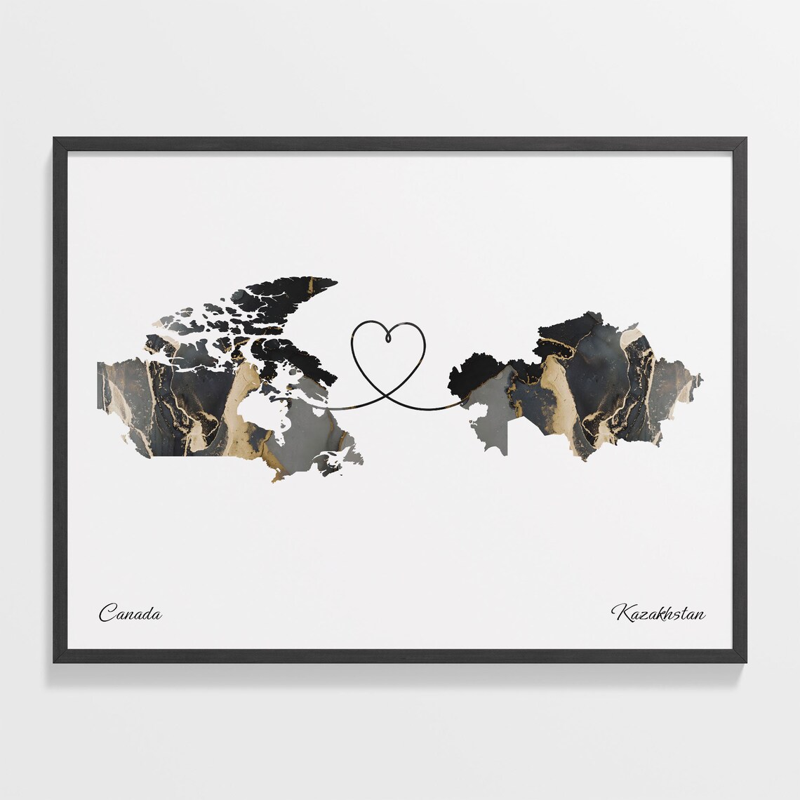 Canada to Kazakhstan Two Countries Map Travel Poster