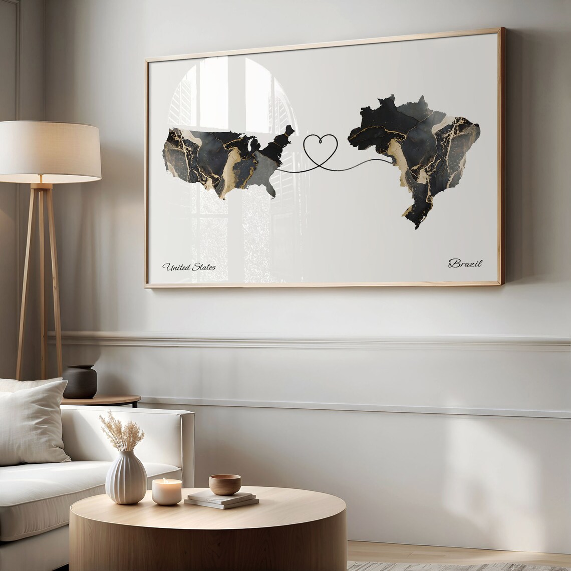 USA to Brazil Friendship Map Poster, Travel Art - Image 2