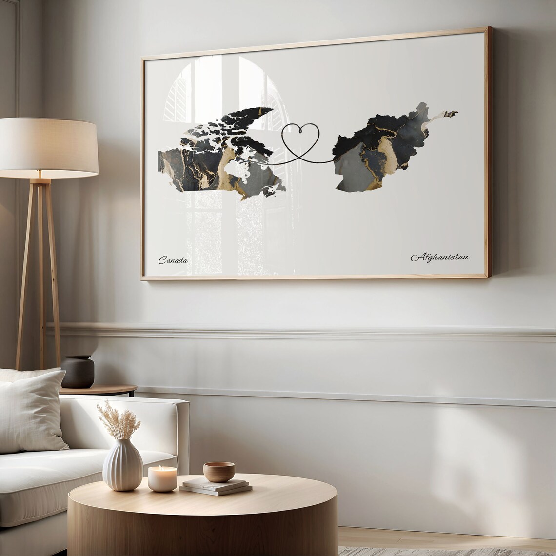Canada to Afghanistan Map Travel Poster Art Print - Image 2