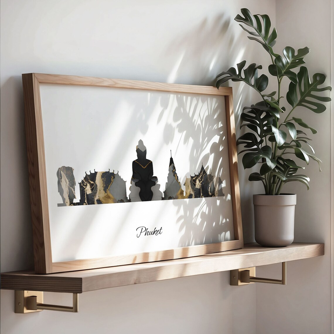 Phuket Skyline Minimalist Black Gold Marble Cityscape Art Poster - Image 3
