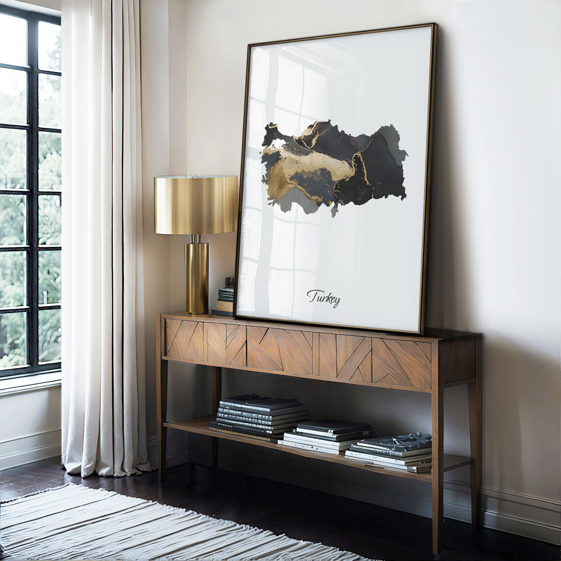 Turkey Black And Gold Marble Map Minimalist Elegant Art Poster - Image 4