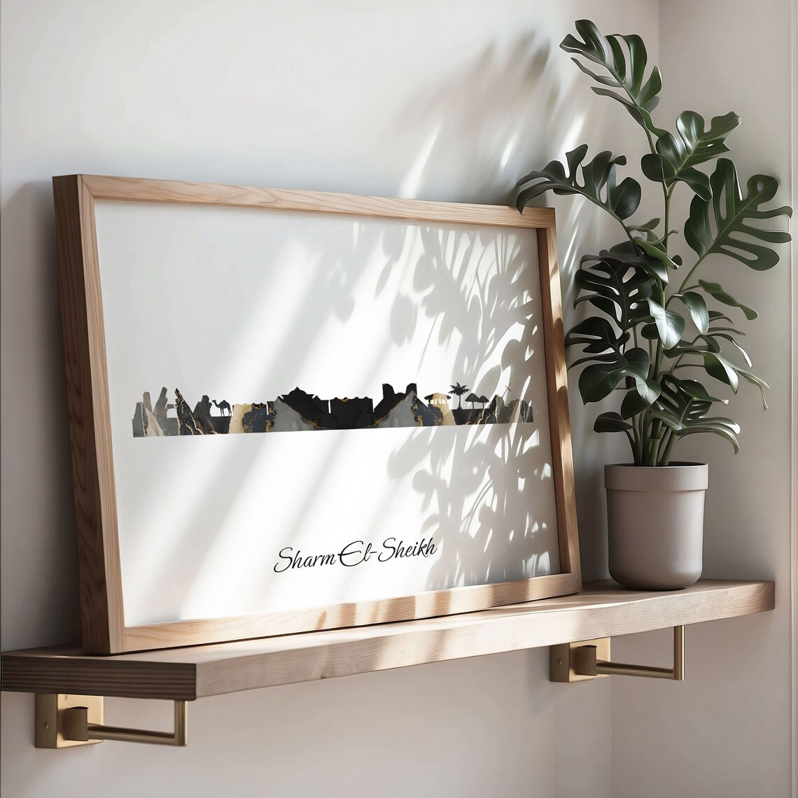 Sharm El Sheikh Egypt Black Gold Marble Skyline Silhouette City Print - Image 3