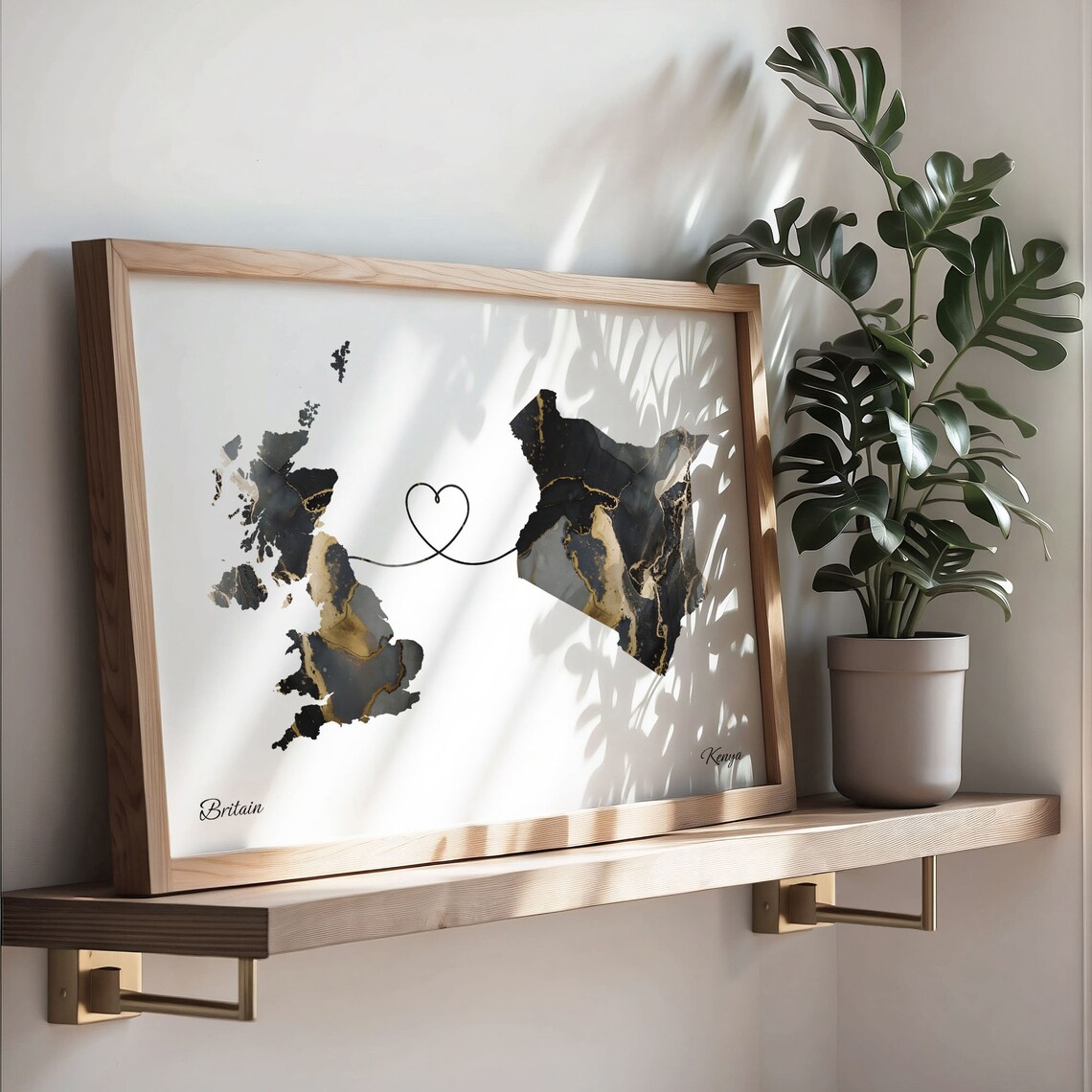 Britain To Kenya Map Poster, Travel Wall Art - Image 3