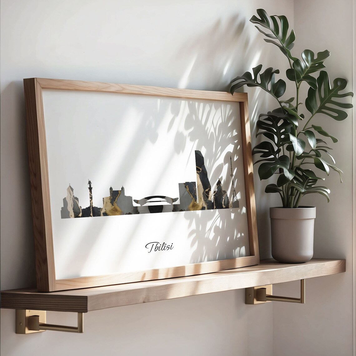 Tbilisi Georgia Black Gold Marble Skyline Silhouette City Print - Image 3