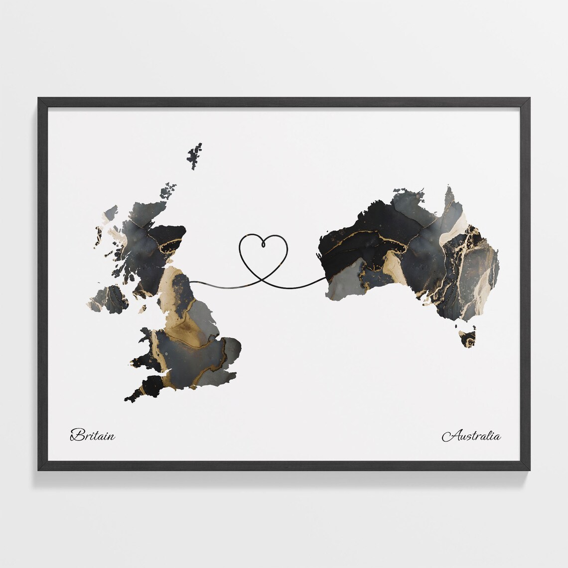Britain To Australia Map Poster, Travel Wall Art