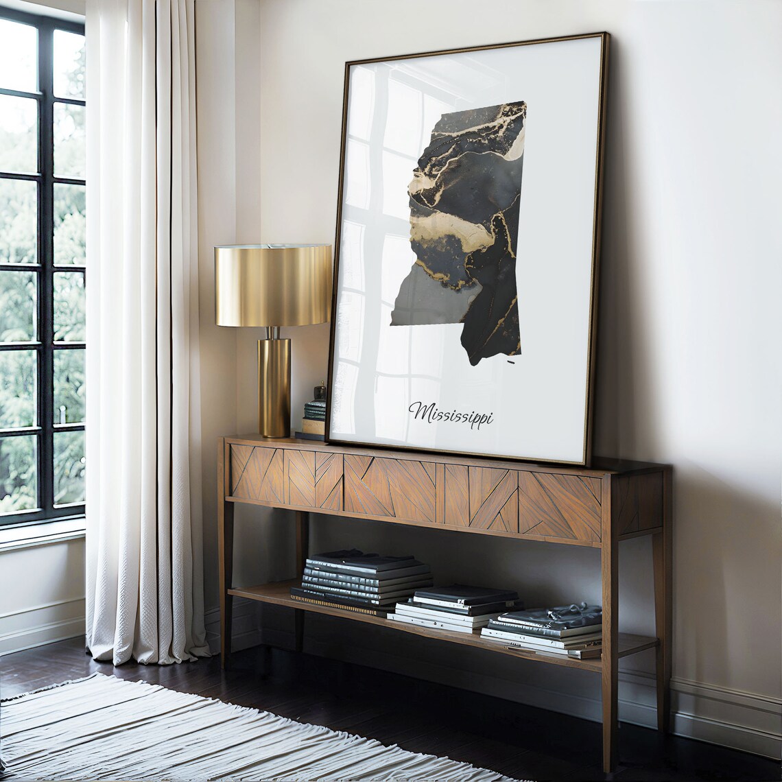 Mississippi Black And Gold Marble Map Minimalist Elegant Art Poster - Image 4