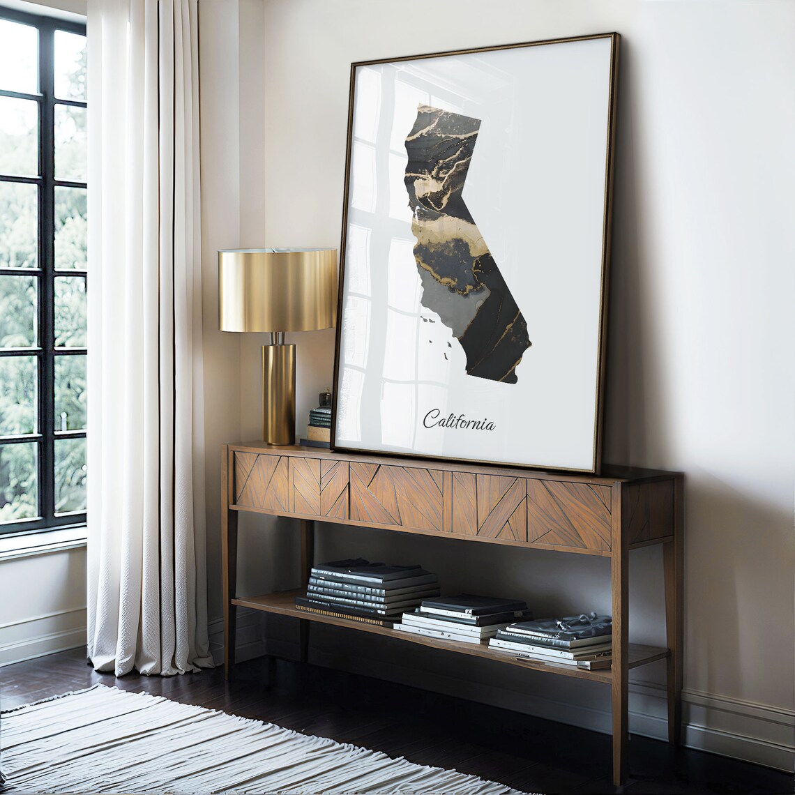 California Map Art Print, Elegant Black And Gold - Image 4
