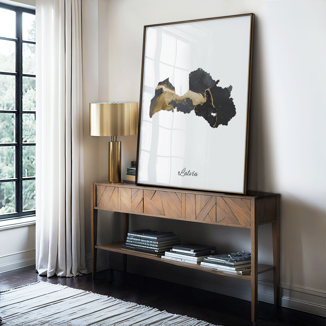 Latvia Black and Gold Marble Country Map Elegant Decor Poster - Image 4