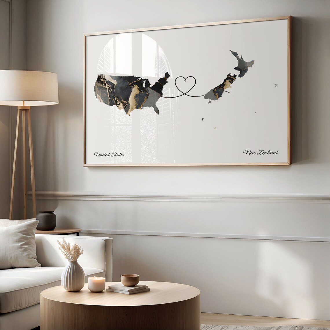 USA to New Zealand Map Poster, Travel Wall Art - Image 2