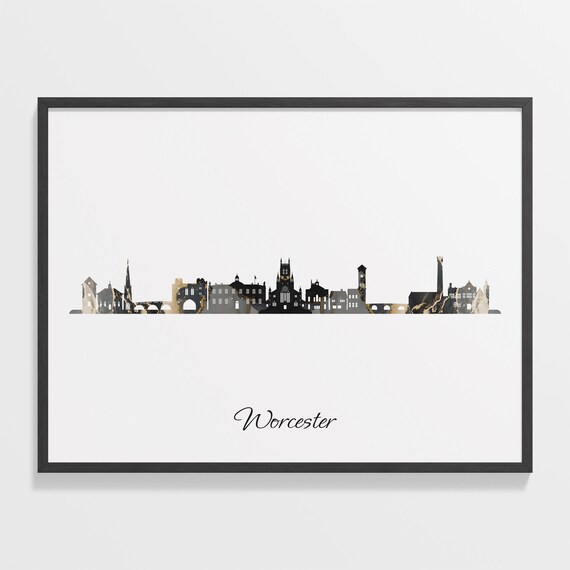 Worcester Marble Skyline Silhouette Cityscape United Kingdom Poster