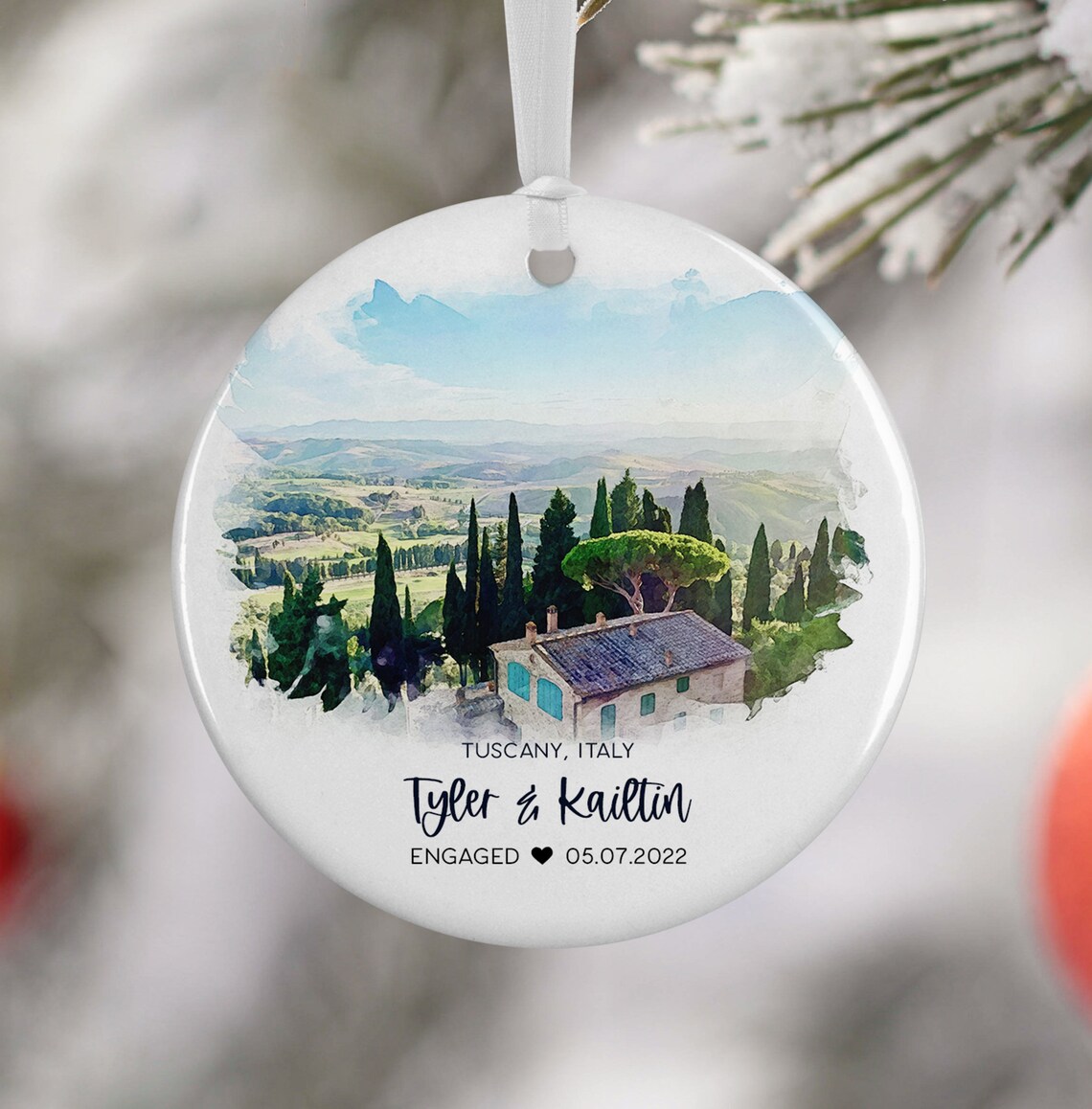 Custom Tuscany Italy Ornament Watercolor Travel Poster