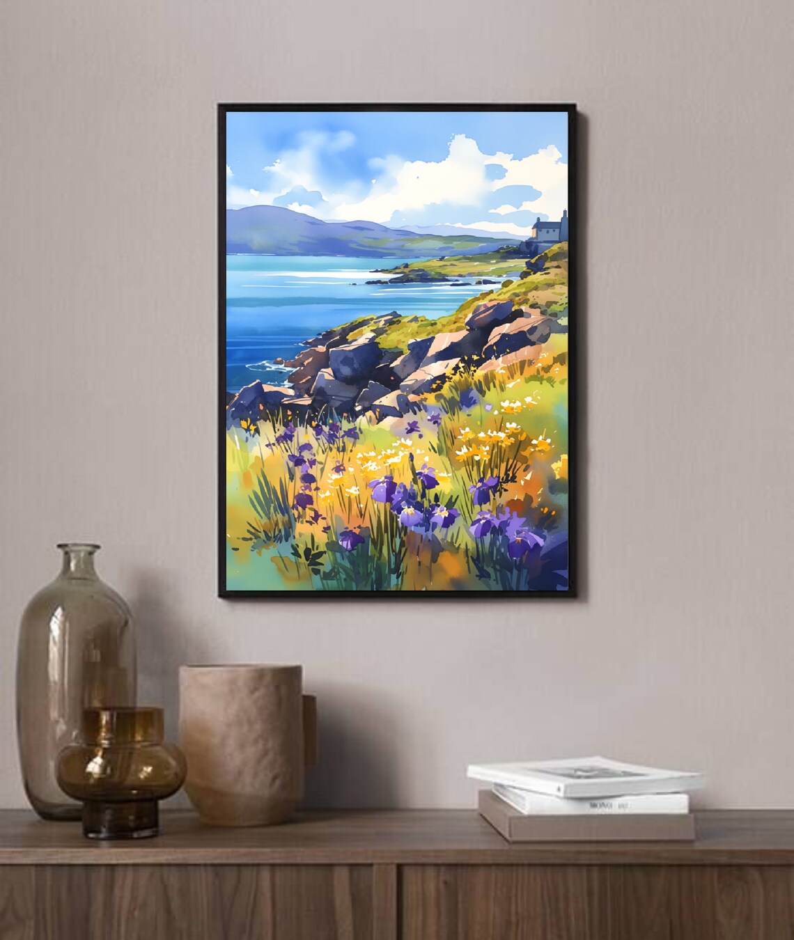 Achill Island Painting Ireland Watercolor Print Wildflowers Wall Art Irish Coastal Landscape Seascape Artwork Ireland Coastline Poster - Image 2