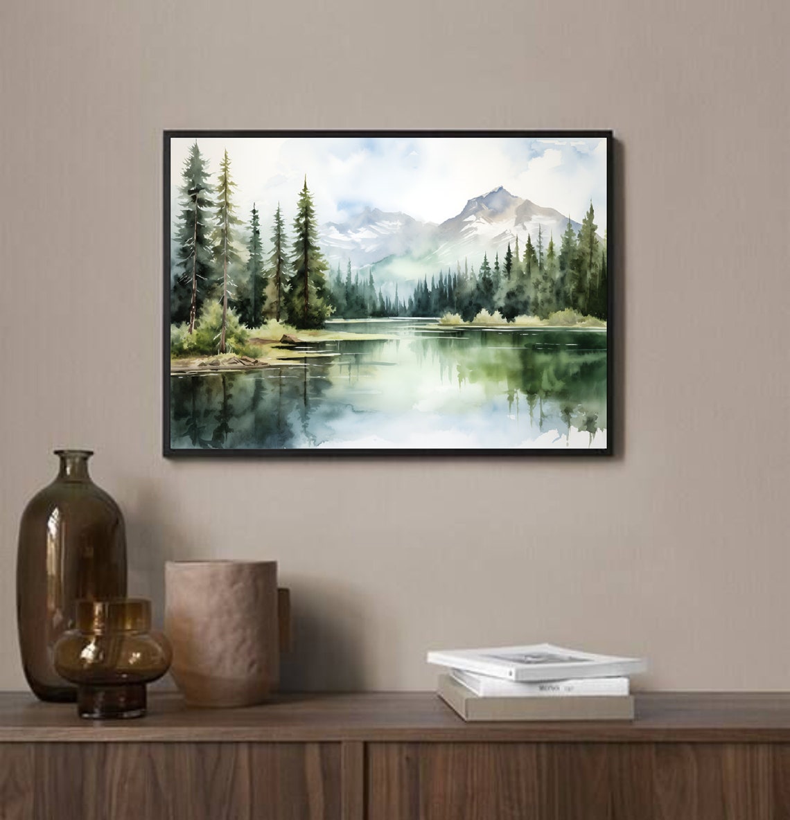 Santeetlah Lake Art Print North Carolina Watercolor Painting Mountain Lake Landscape Art Lake House Wall Decor Nature Wall Art - Image 2