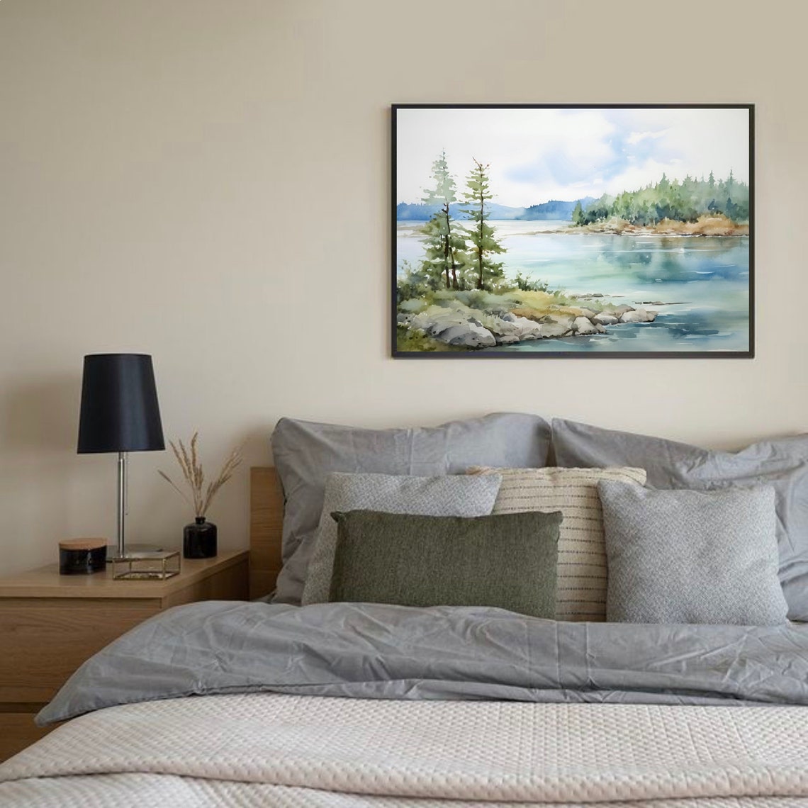 Moosehead Lake Alabama Forest Lake Pines Watercolor Landscape Poster - Image 3