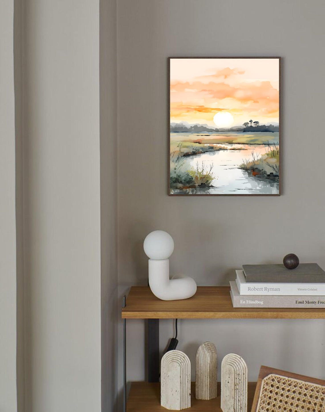 Snake River Sunrise Wetlands Watercolor Neutral Landscape Art Poster - Image 2