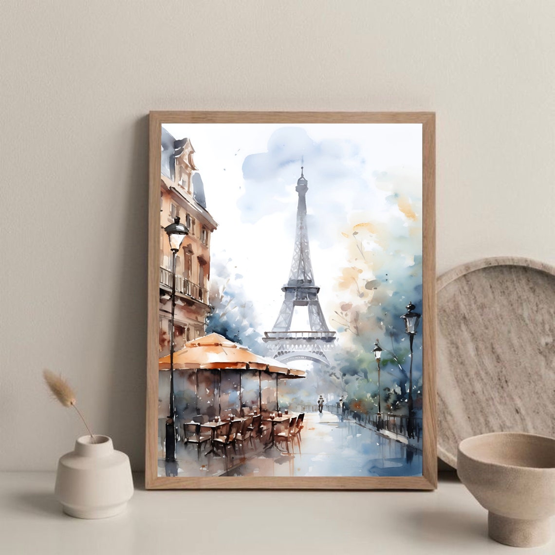 Paris Cityscape Painting France Cafe Scene Art Eiffel Tower Paintings Over Bed Decor Parisian City Street Wall Art Paris French Gifts - Image 4