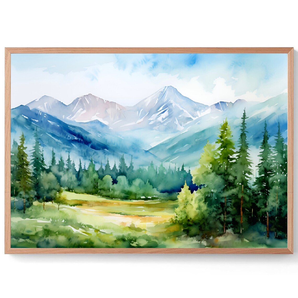 Sawtooth Range Mountains Watercolor Art Print