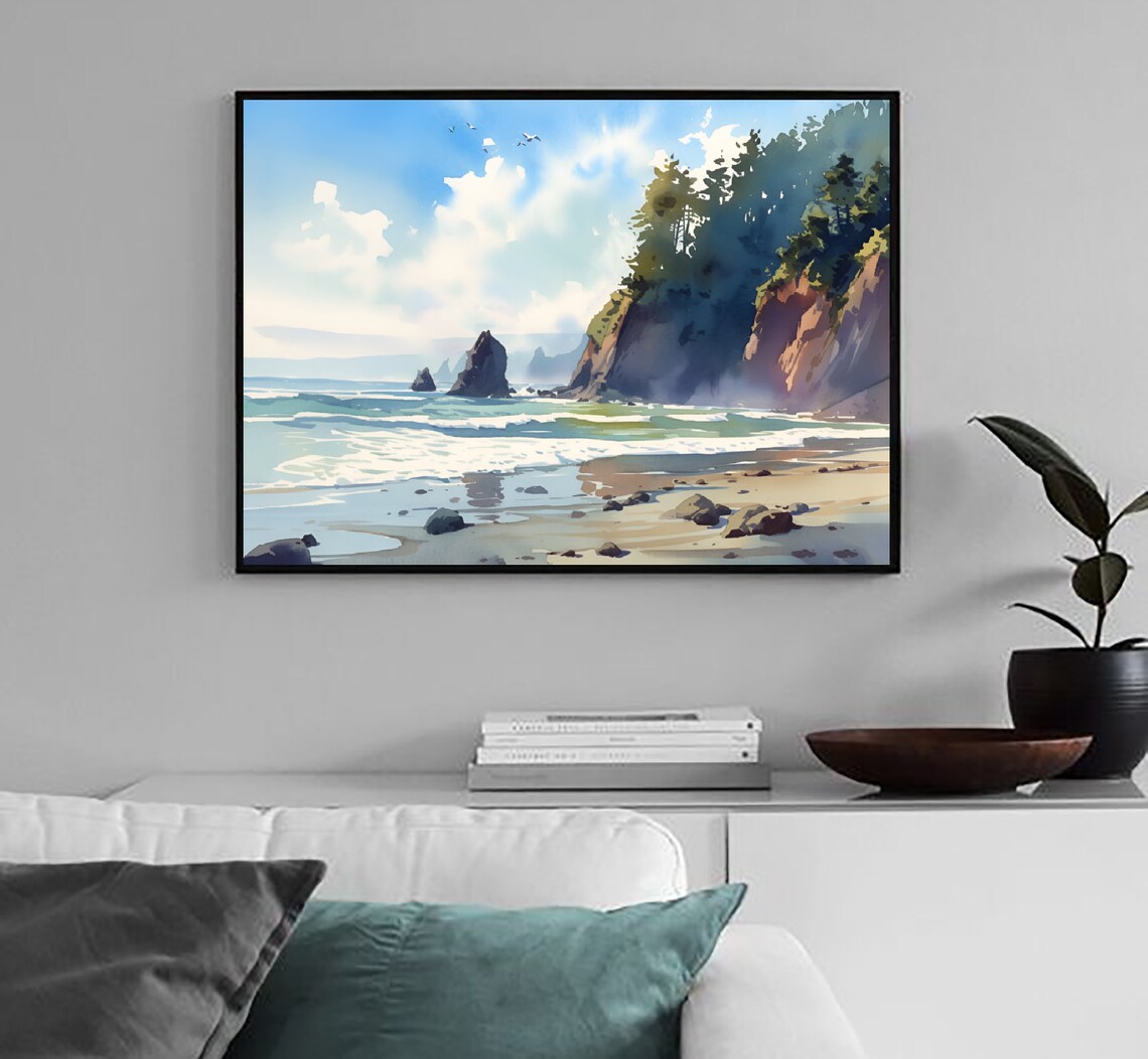 Shi Shi Beach Watercolor Coastal Wall Art Print - Image 3